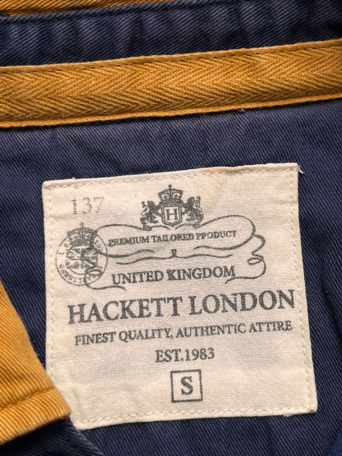 HACKETT LONDON POLO CLUB EMBROIDERED CREST NAVY BLUE COTTON POLO TEE - L