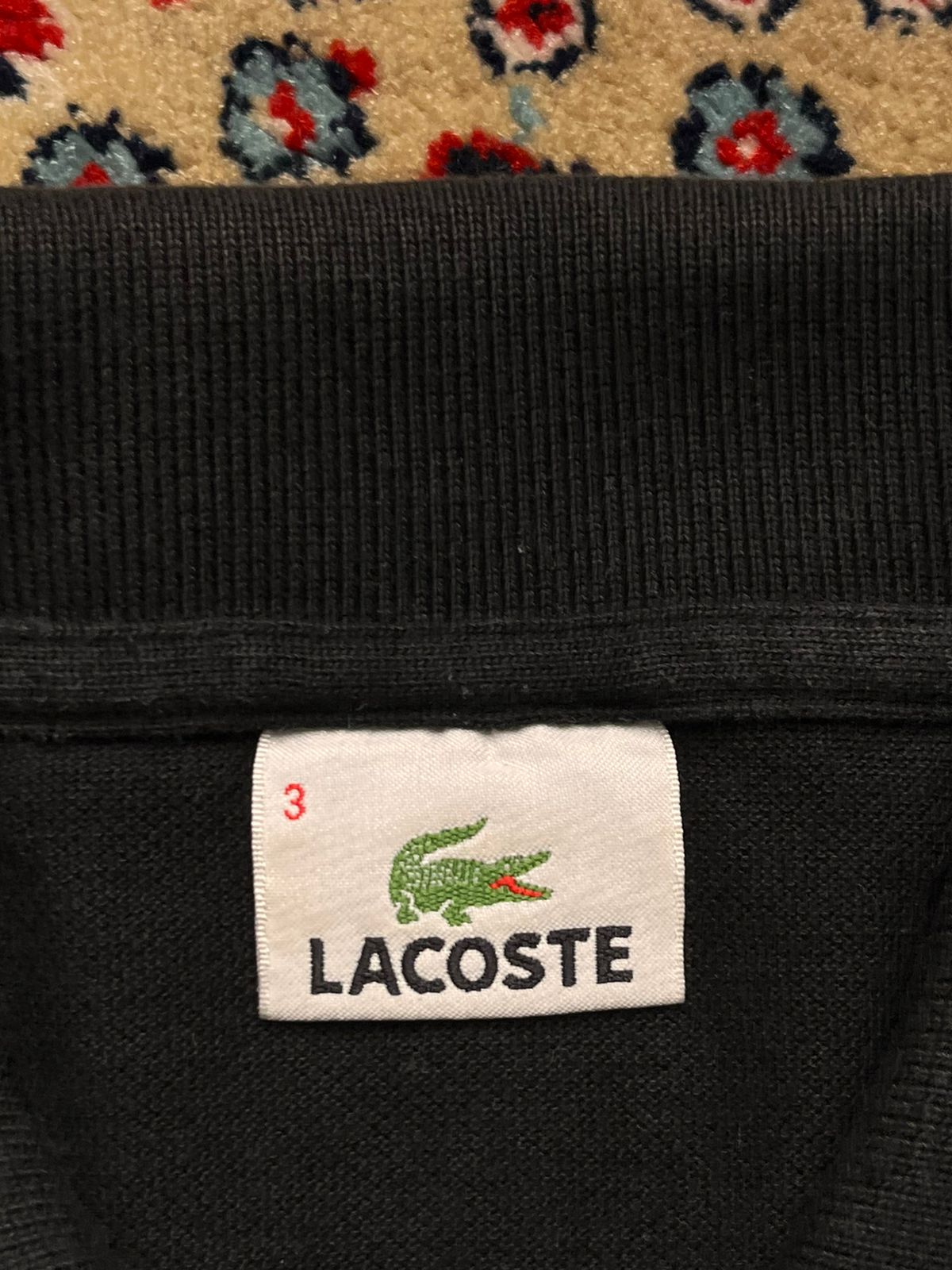 VINTAGE AND LACOSTE DEVANLAY CLASSIC BLACK COTTON POLO - L