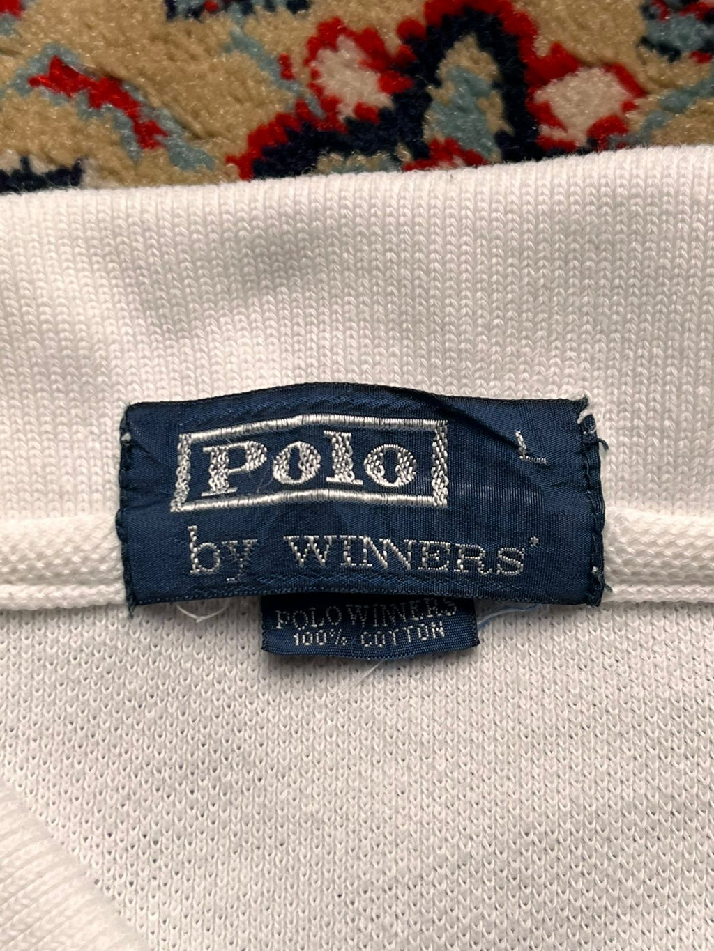 POLO BY WINNERS WHITE COTTON EMBROIDERED LOGO POLO TEE - L