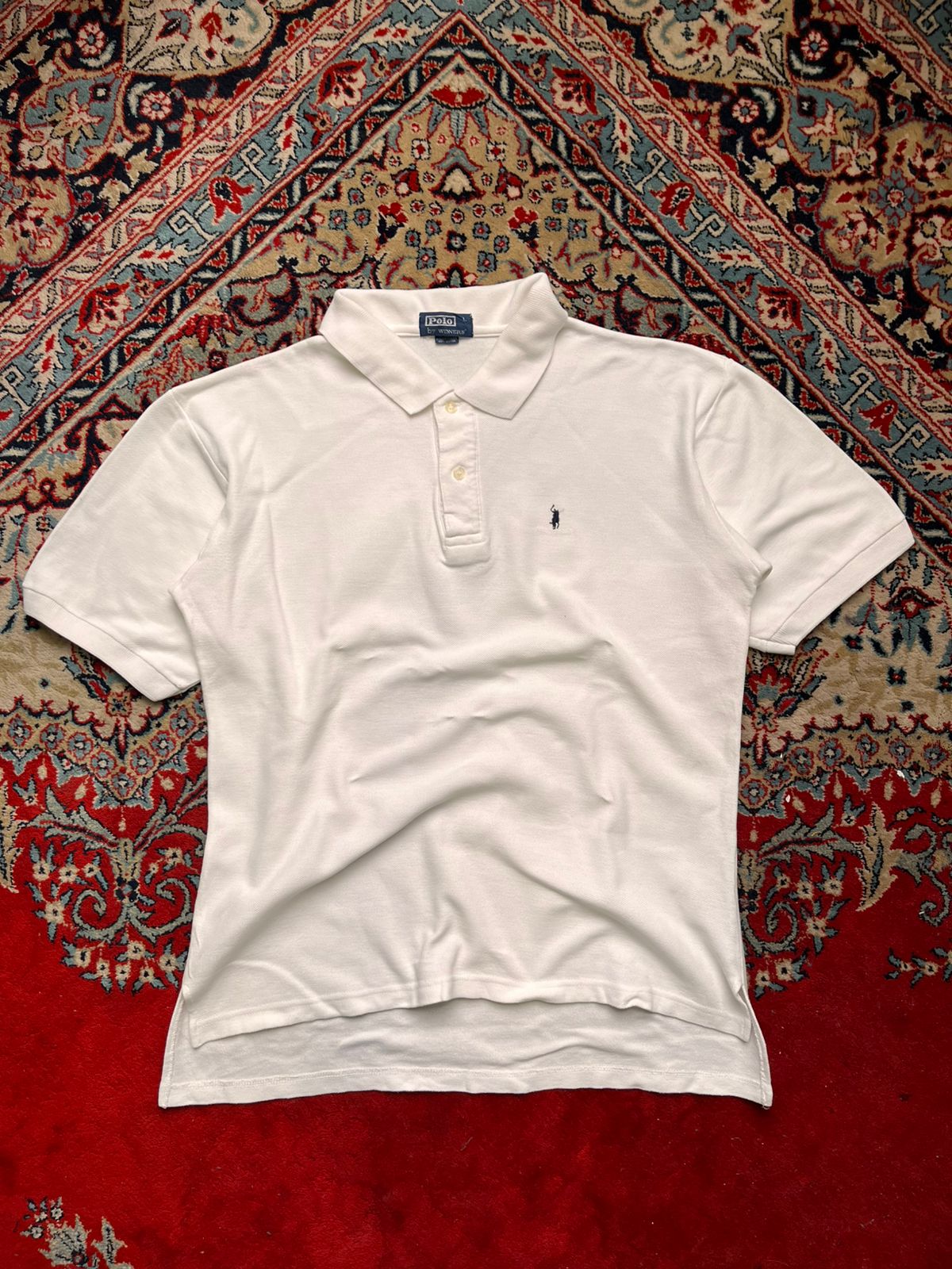POLO BY WINNERS WHITE COTTON EMBROIDERED LOGO POLO TEE - L