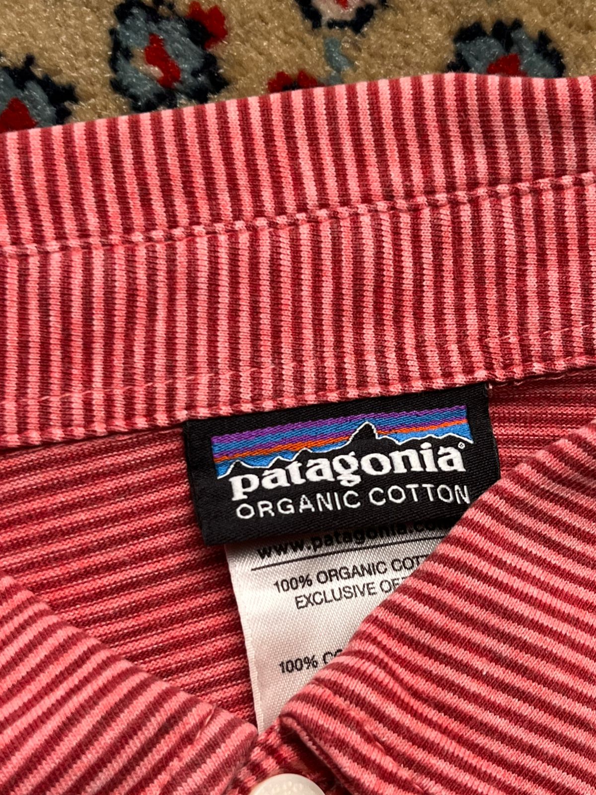 PATAGONIA STRIPED ORGANIC COTTON POCKET POLO TEE - M