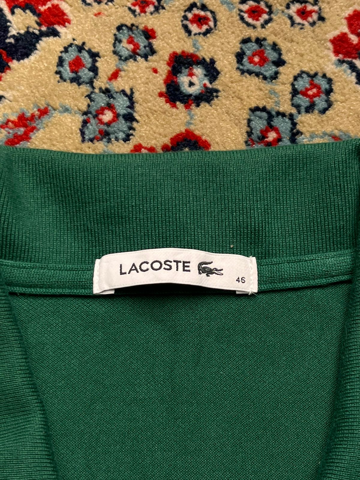 LACOSTE STRETCH EMBROIDERED CROCODILE LOGO POLO TEE - L