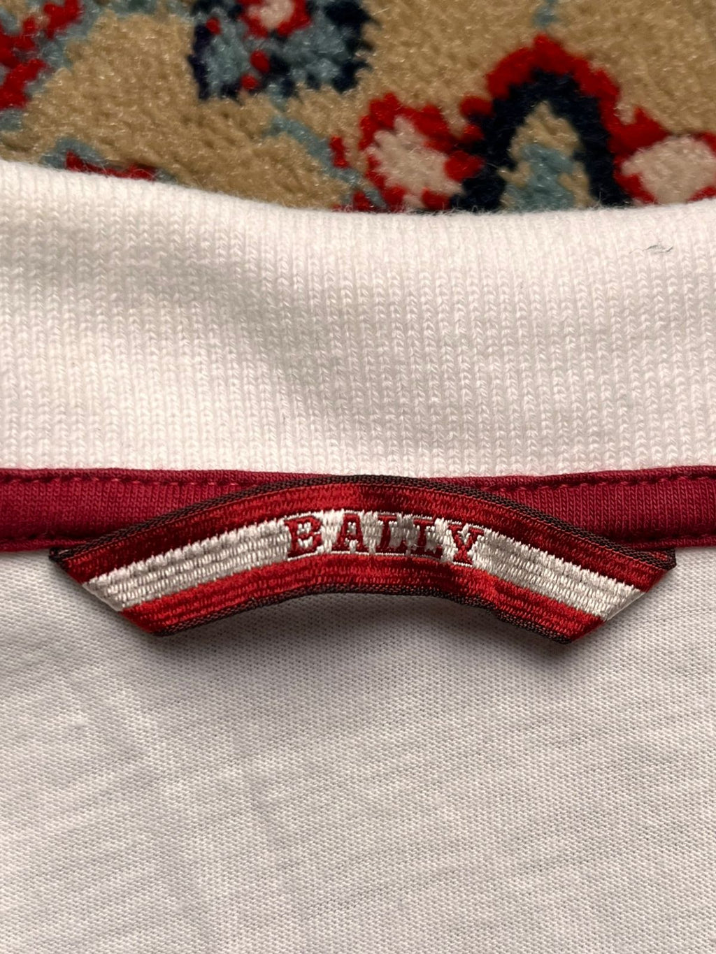 VINTAGEBALLY ITALY CREST LOGO STRIPED POCKET POLO TEE - M