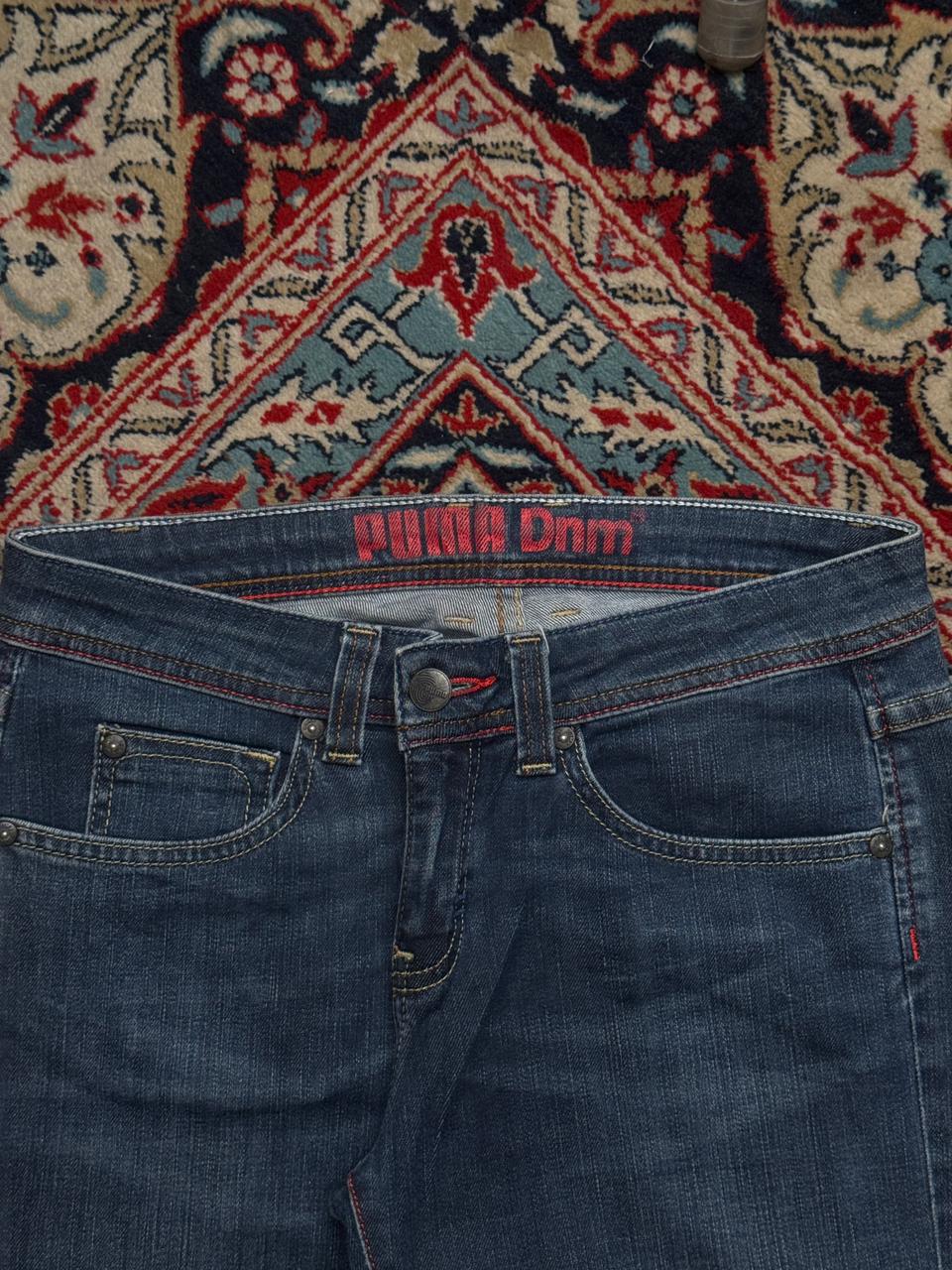 PUMA Blue Bootcut Flare Embroidered Cat Logo Jeans - 28