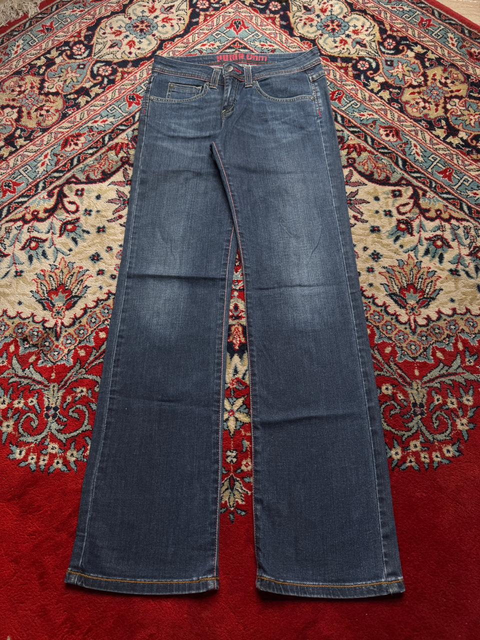 PUMA Blue Bootcut Flare Embroidered Cat Logo Jeans - 28