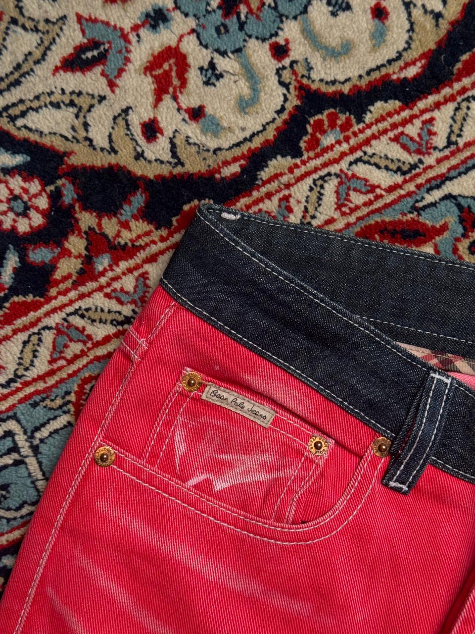 Bean Pole Red Contrast Waistband Straight FIT Jeans - 30