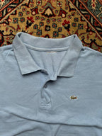VINTAGE LACOSTE LIGHT BLUE COTTON EMBROIDERED LOGO POLO TEE - XL