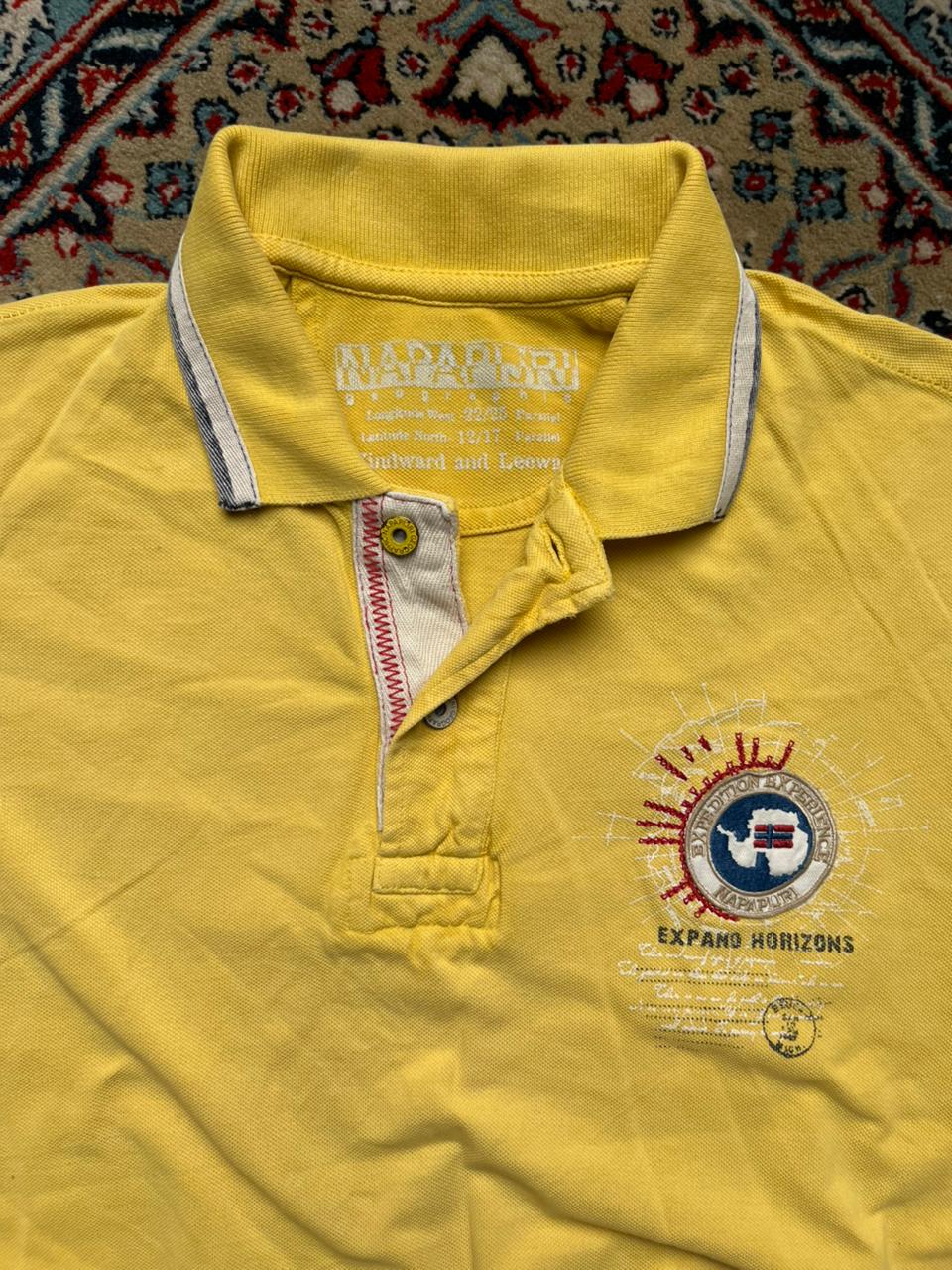 Napapijri Geographic Yellow Graphic Polo Tee - L