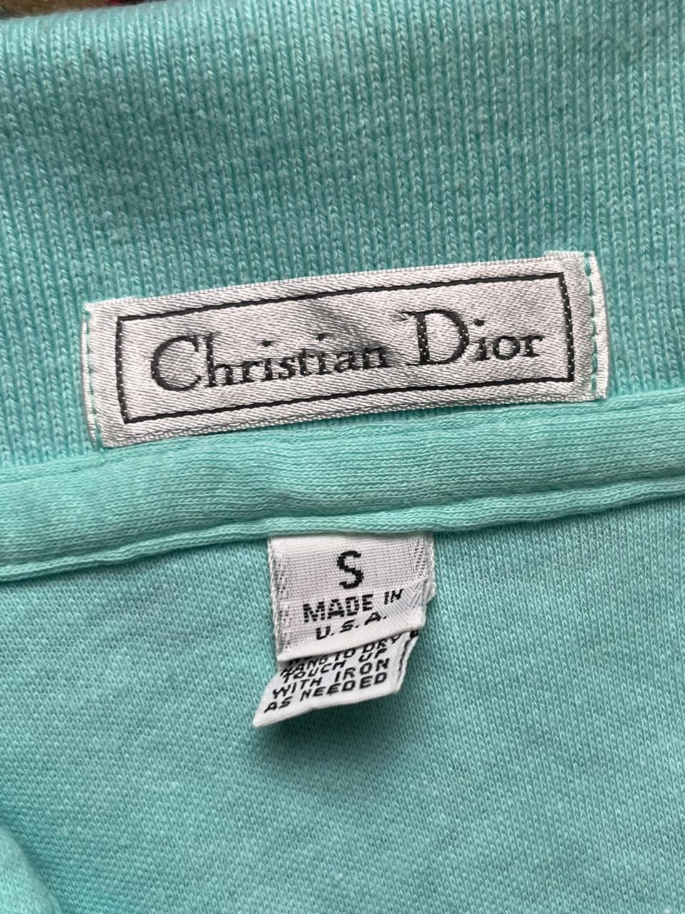 Vintage CHRISTIAN DIOR Monsieur Embroidered Logo Teel Blue POLO TEE - S