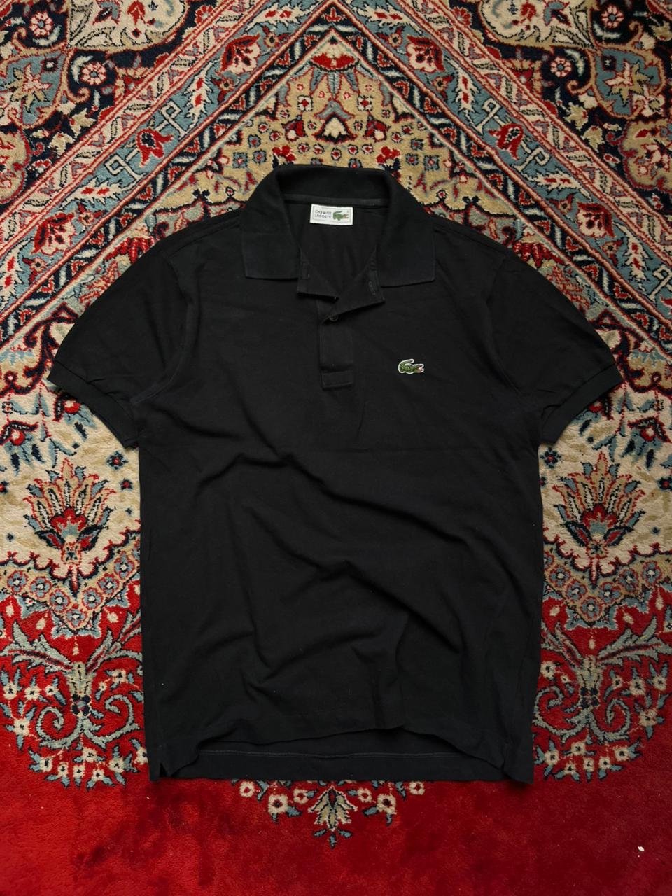 Vintage Chemise Lacoste Black Cotton Classic Polo Tee - S