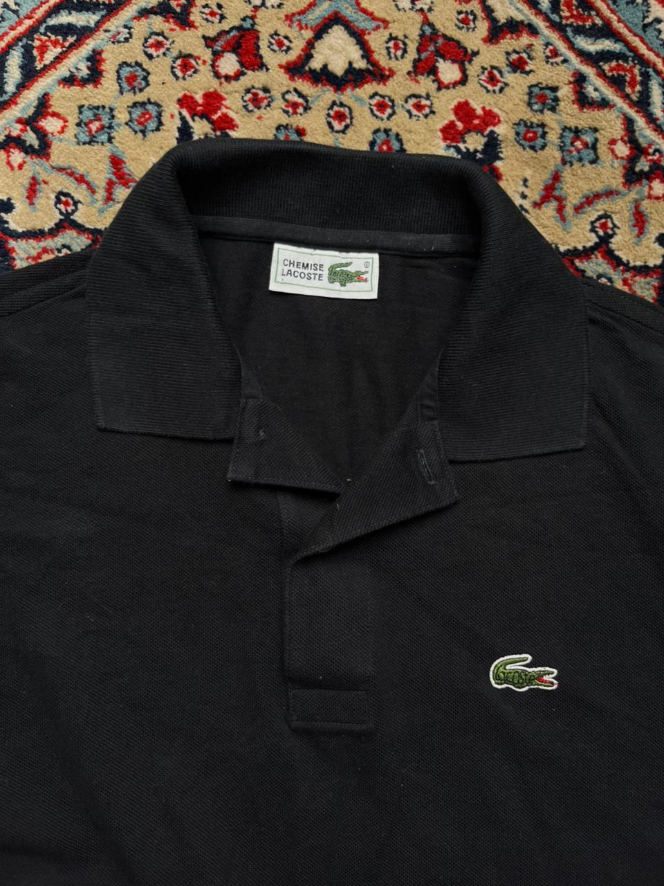 Vintage Chemise Lacoste Black Cotton Classic Polo Tee - S