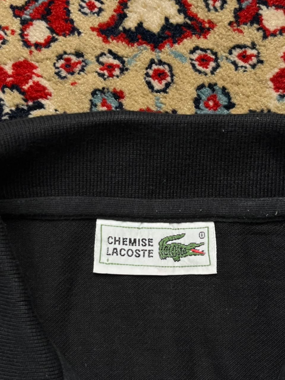Vintage Chemise Lacoste Black Cotton Classic Polo Tee - S