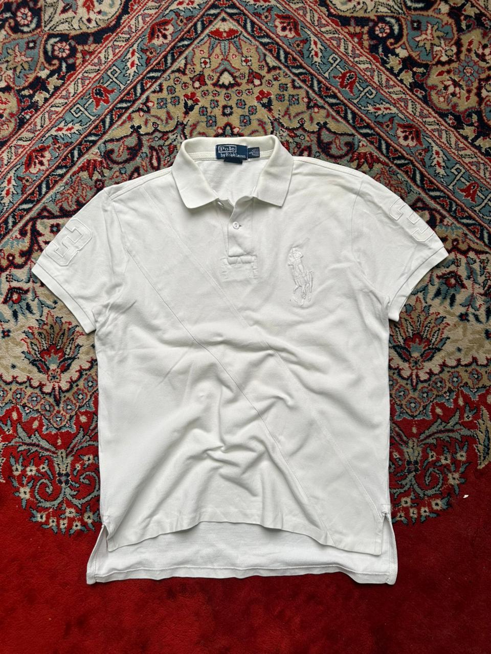 Polo Ralph Lauren White Polo Embroidered Big Logo Tee - L
