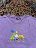 Vintage The Simpsons Family Lavender Purple Graphic Cropped Boxy TEE - XL