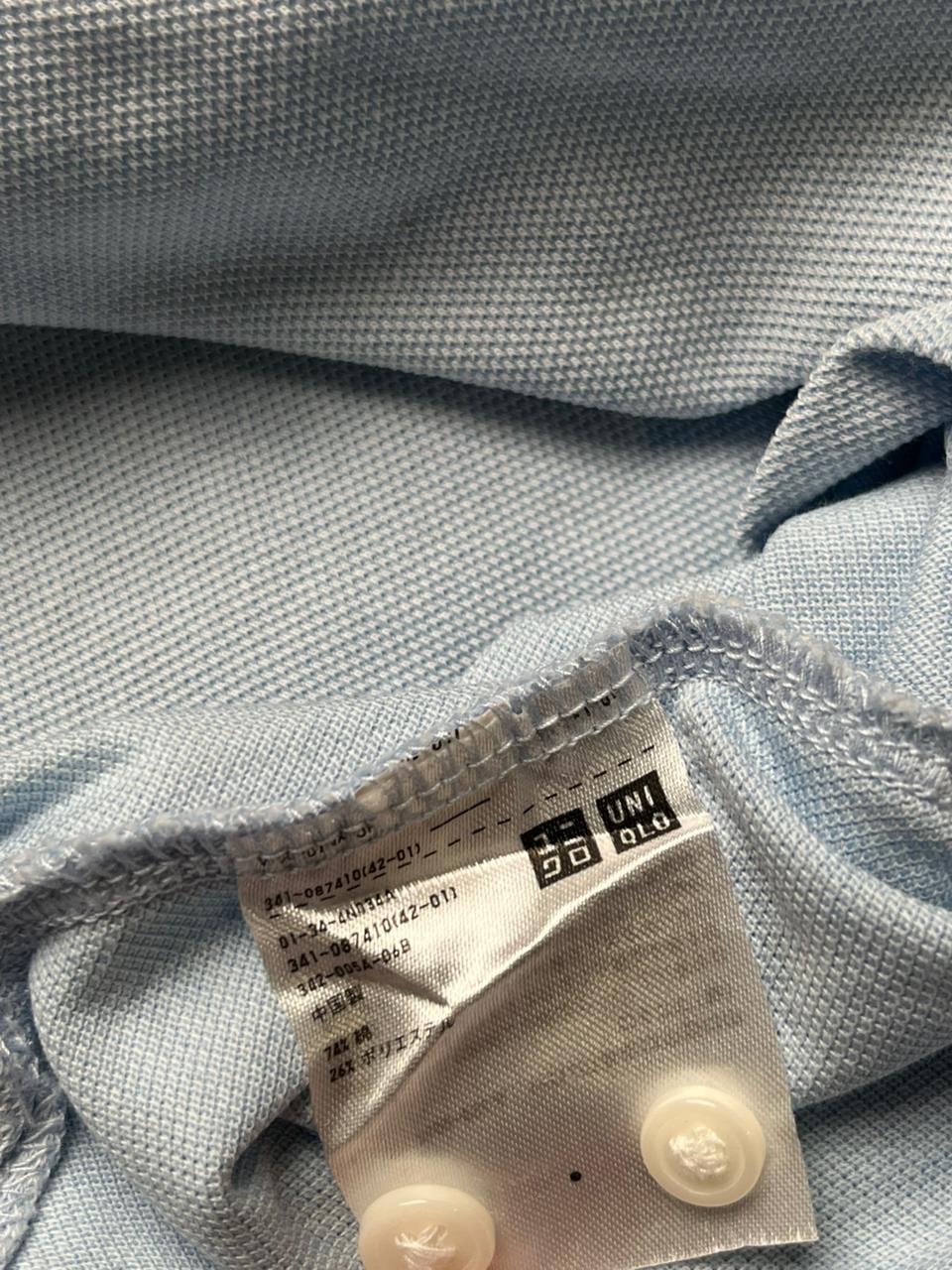 UNIQLO Pique Knit Light Blue Casual SLIM FIT POLO TEE - M