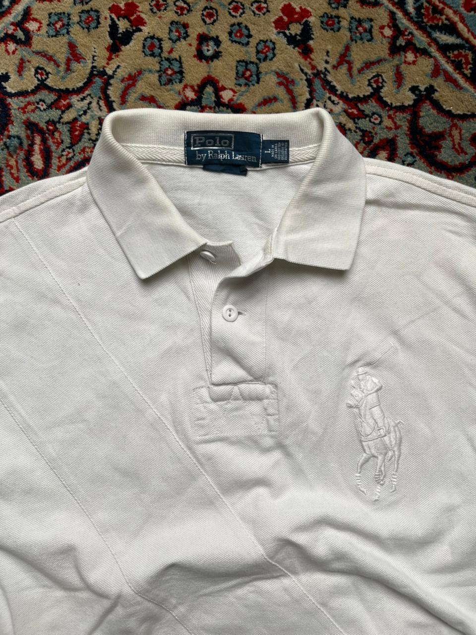 Polo Ralph Lauren White Polo Embroidered Big Logo Tee - L