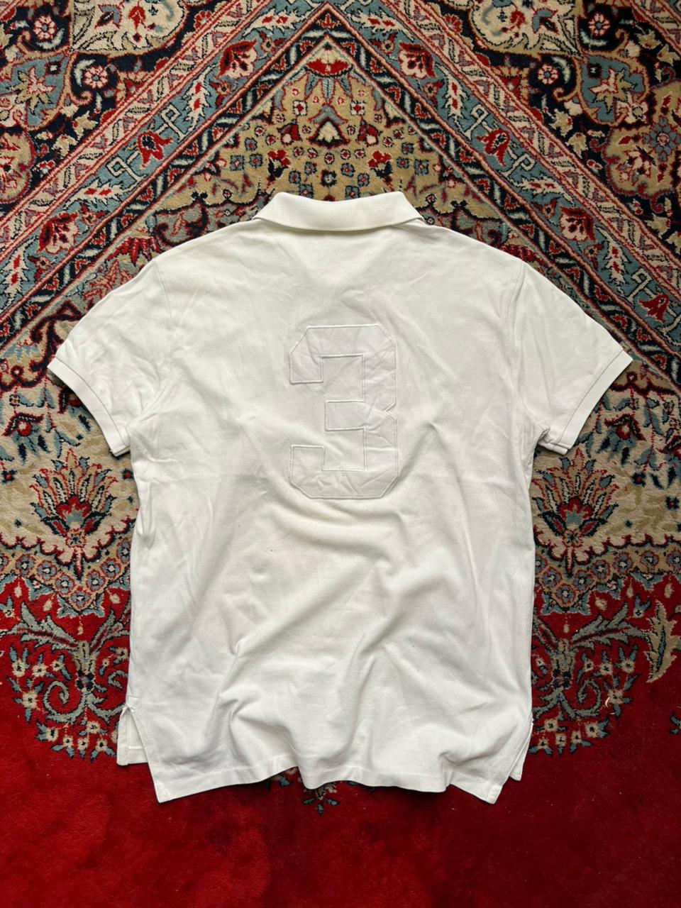 Polo Ralph Lauren White Polo Embroidered Big Logo Tee - L