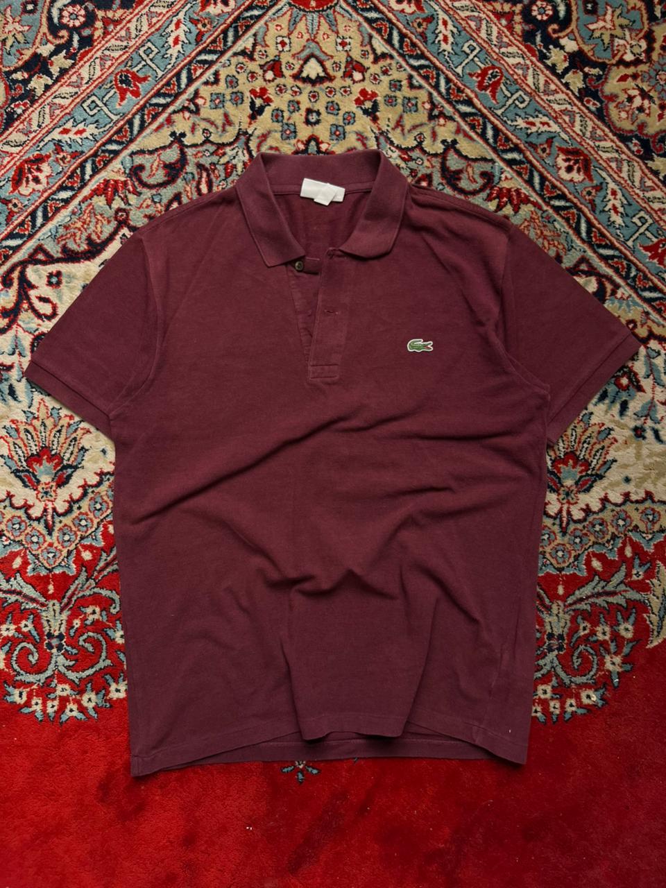 Lacoste Classic Fit Maroon Crocodile Logo Polo Tee - M