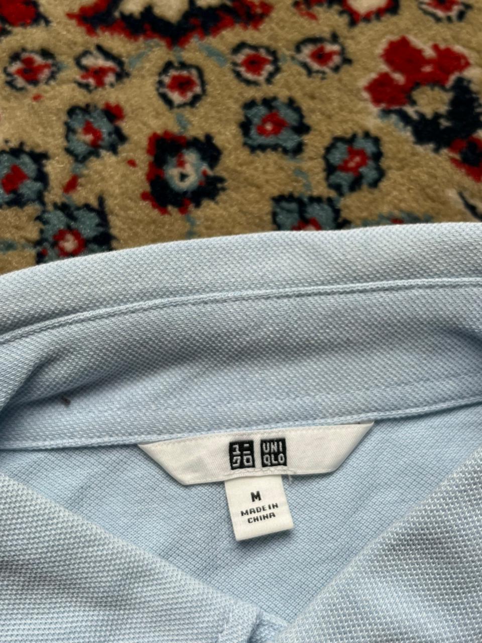 UNIQLO Pique Knit Light Blue Casual SLIM FIT POLO TEE - M