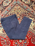 Jack & Jones Premium Navy Blue Linen Blend Slim Fit Trousers - 34