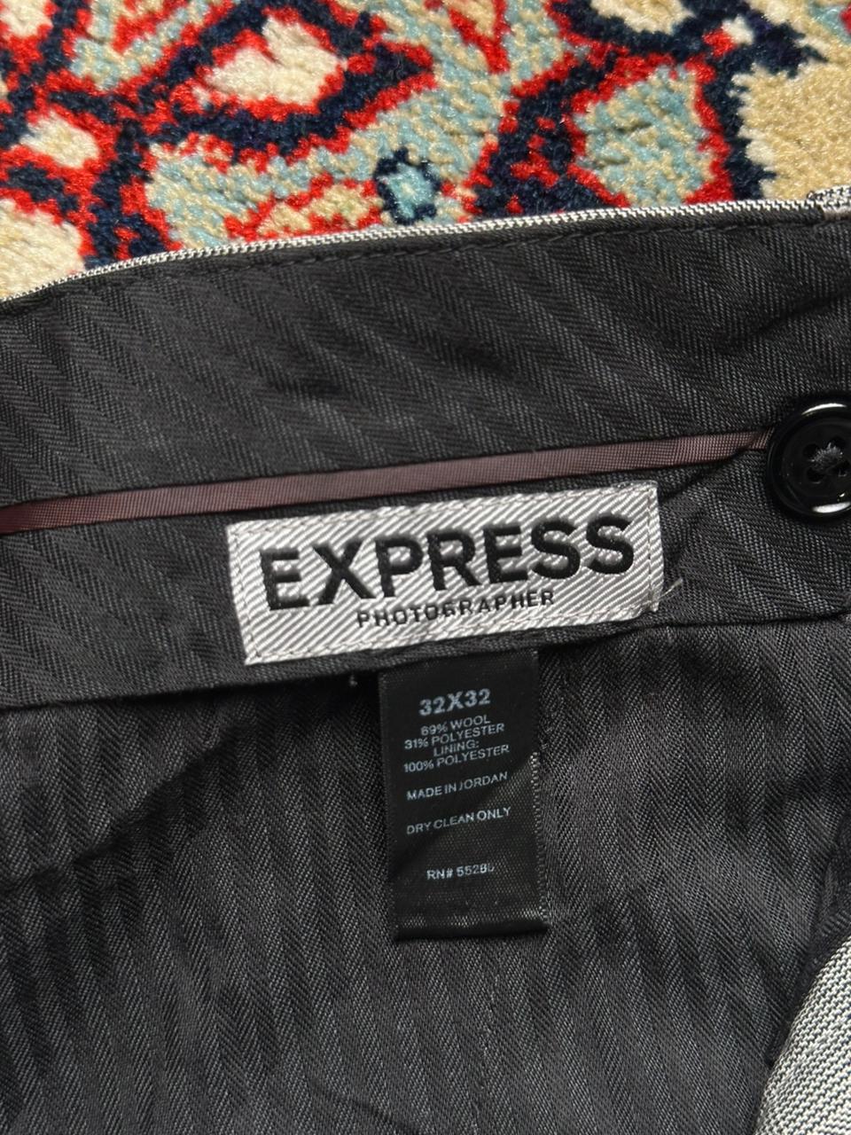 Express Photographer Gray Glen Check Plaid Wool Blend Dress Pants - 34