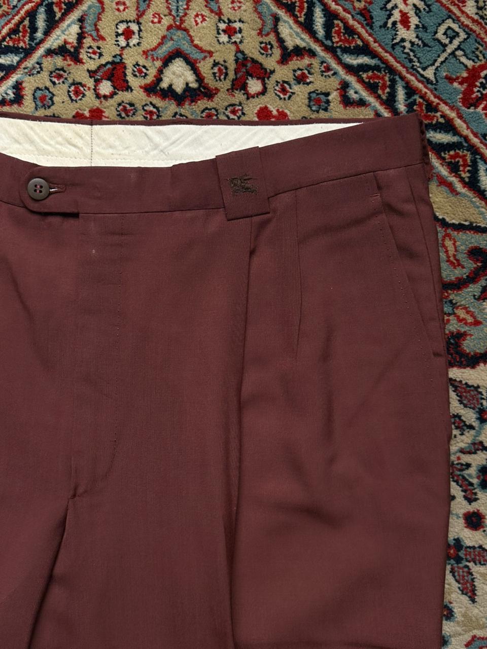 Vintage Burberry London Burgundy Pleated Dress Pants - 36