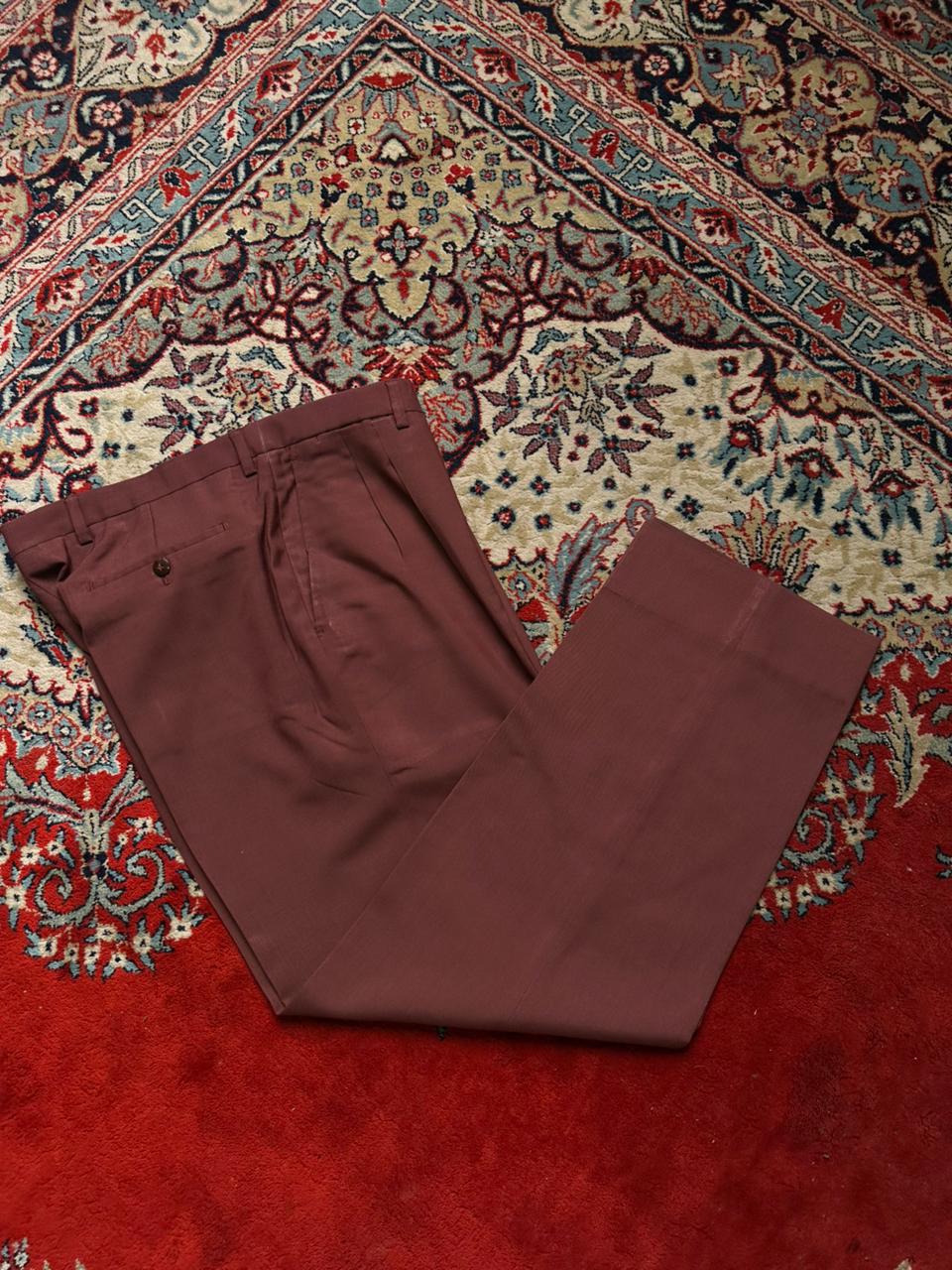 Vintage Burberry London Burgundy Pleated Dress Pants - 36