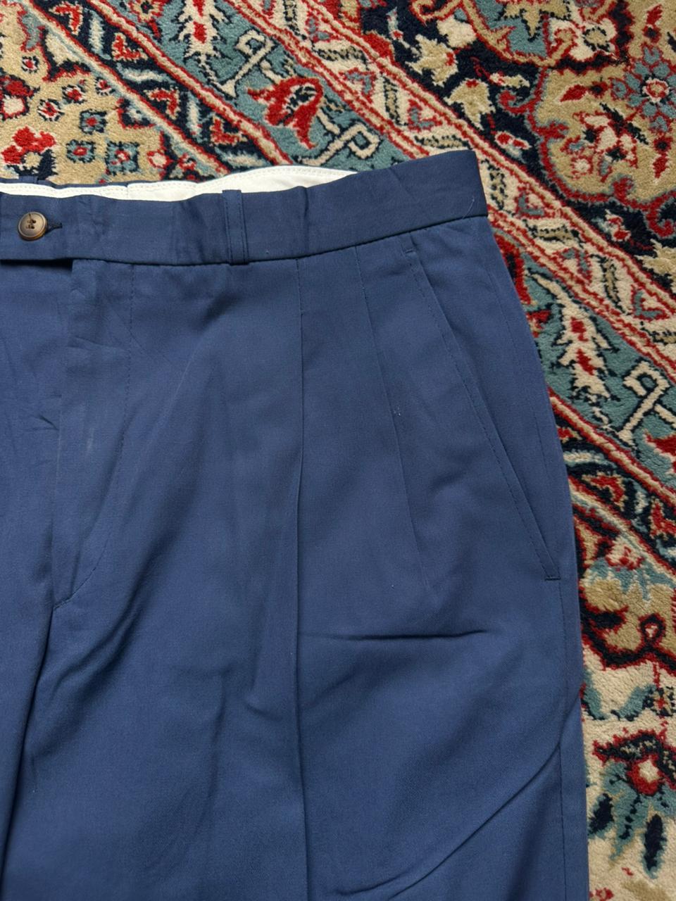 Vintage Blue Pleated Gurkha Dress Pants - 30