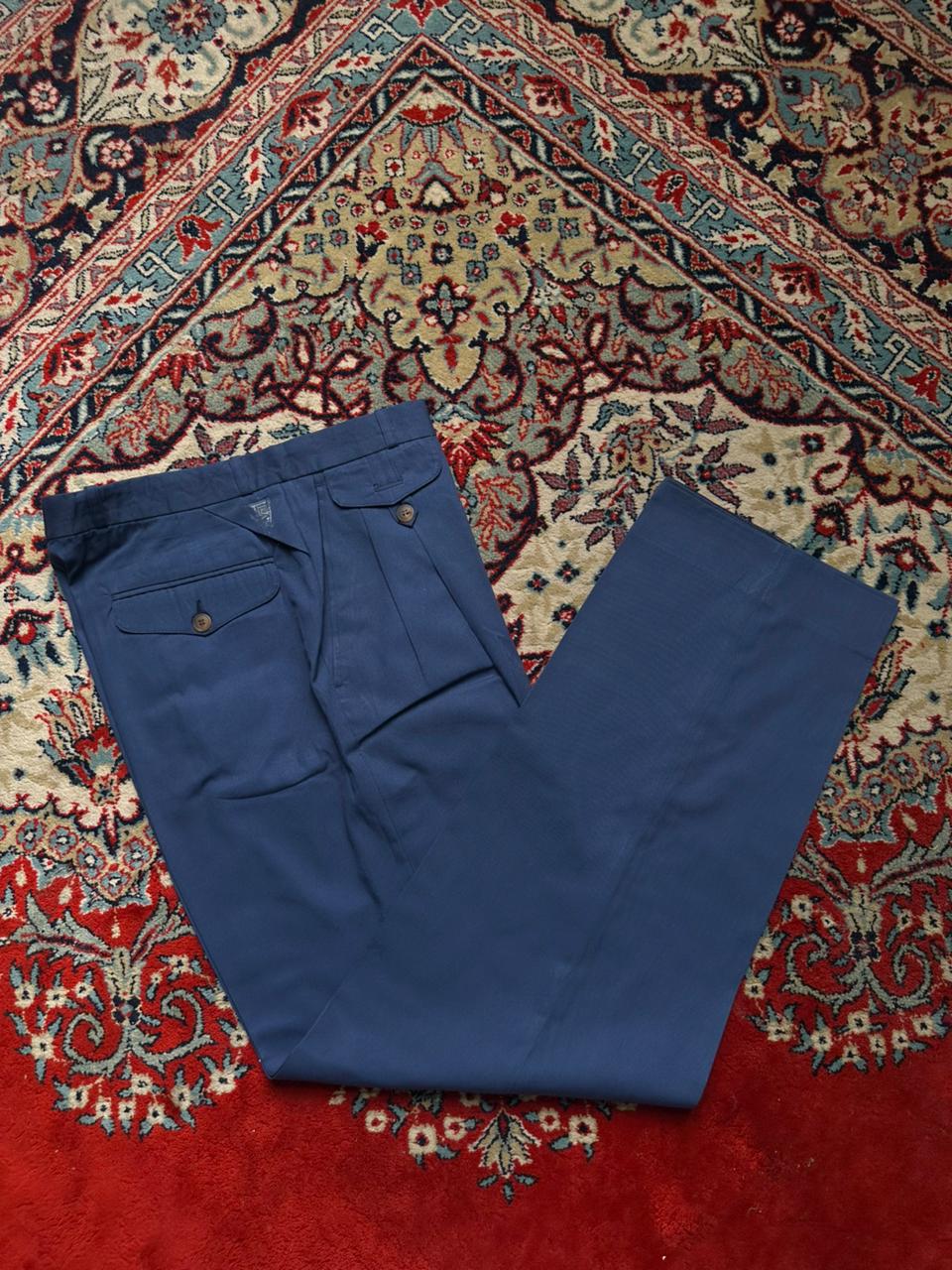 Vintage Blue Pleated Gurkha Dress Pants - 30