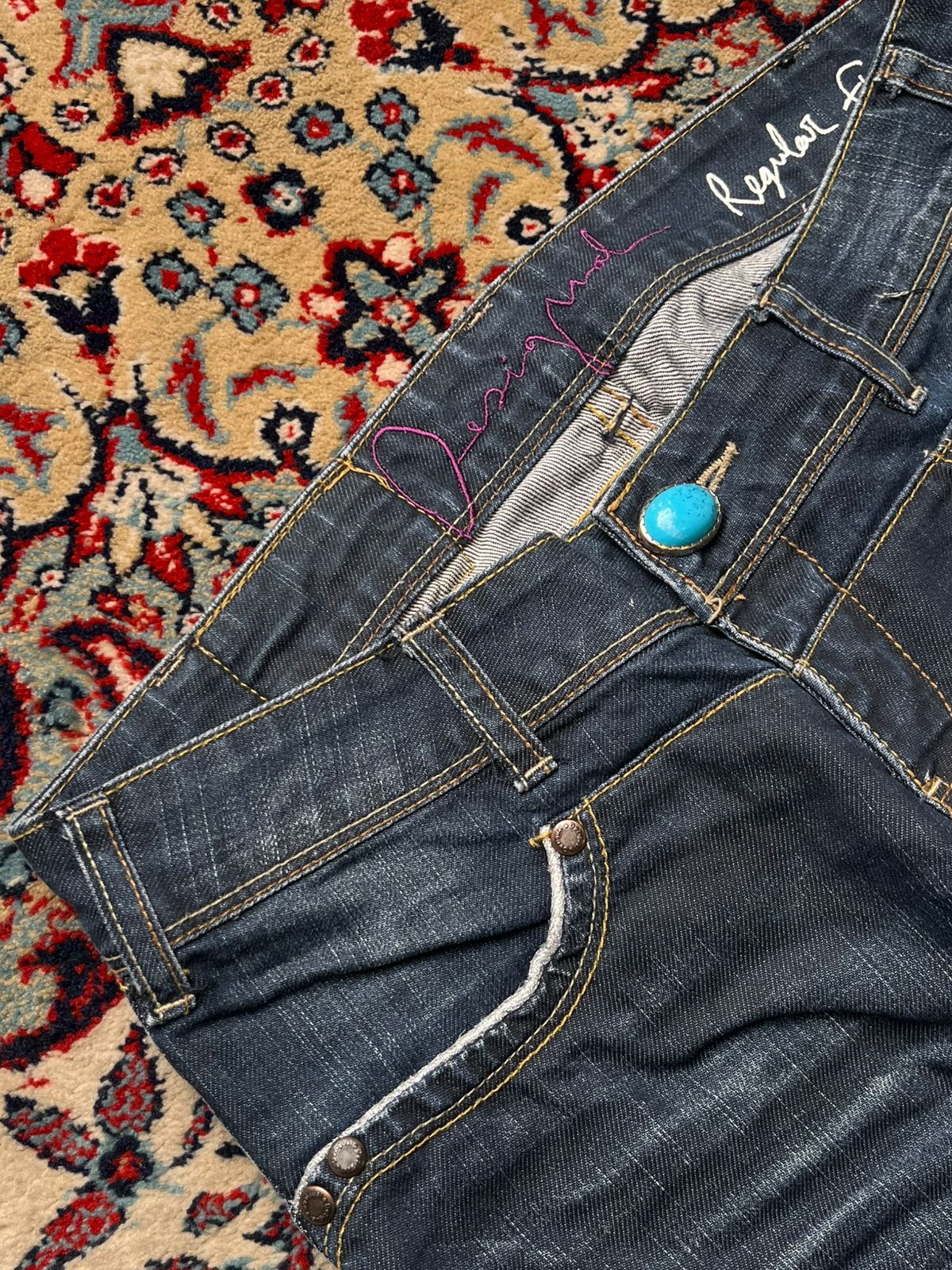 Desigual Regular Fit Dark WashED Embroidered JEANS - 28