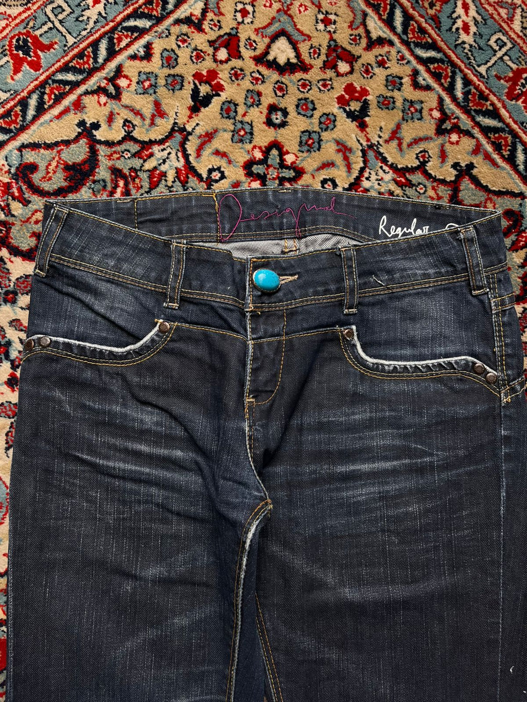 Desigual Regular Fit Dark WashED Embroidered JEANS - 28