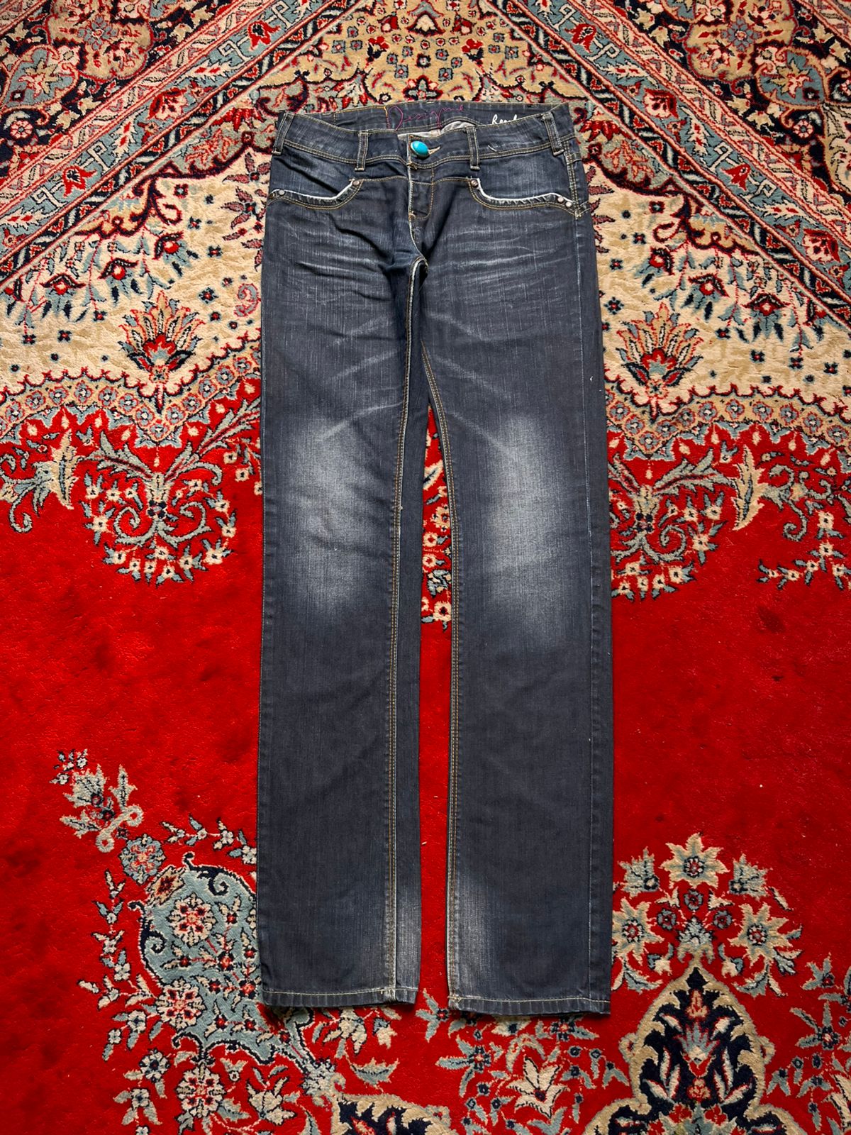Desigual Regular Fit Dark WashED Embroidered JEANS - 28