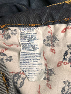 Bonaventure Distressed Dark WashED Straight FIT Leather Flap Pocket JEANS - 28