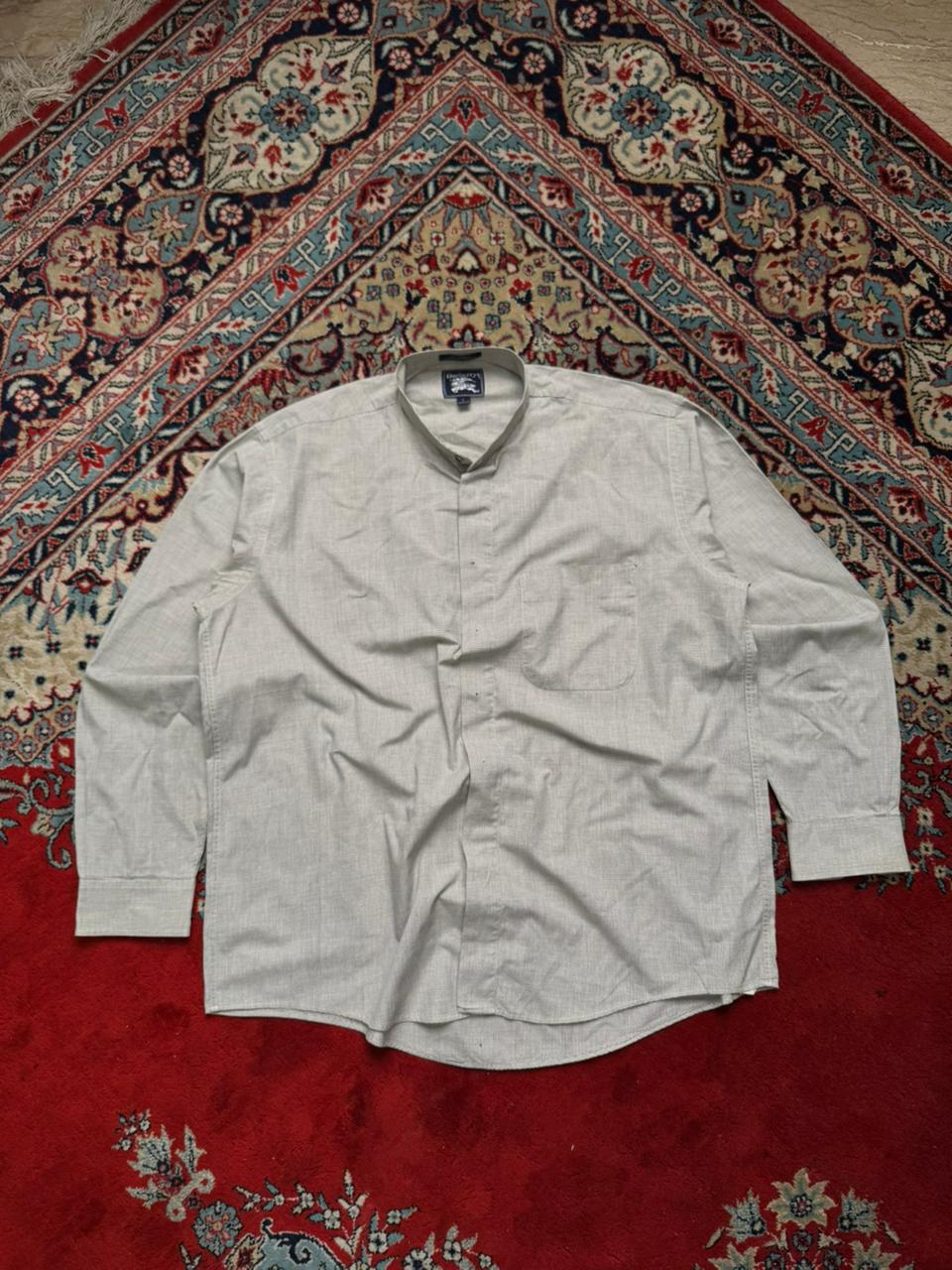 Vintage Burberrys of London Grandad Collar Micro Check Cotton Shirt - XL