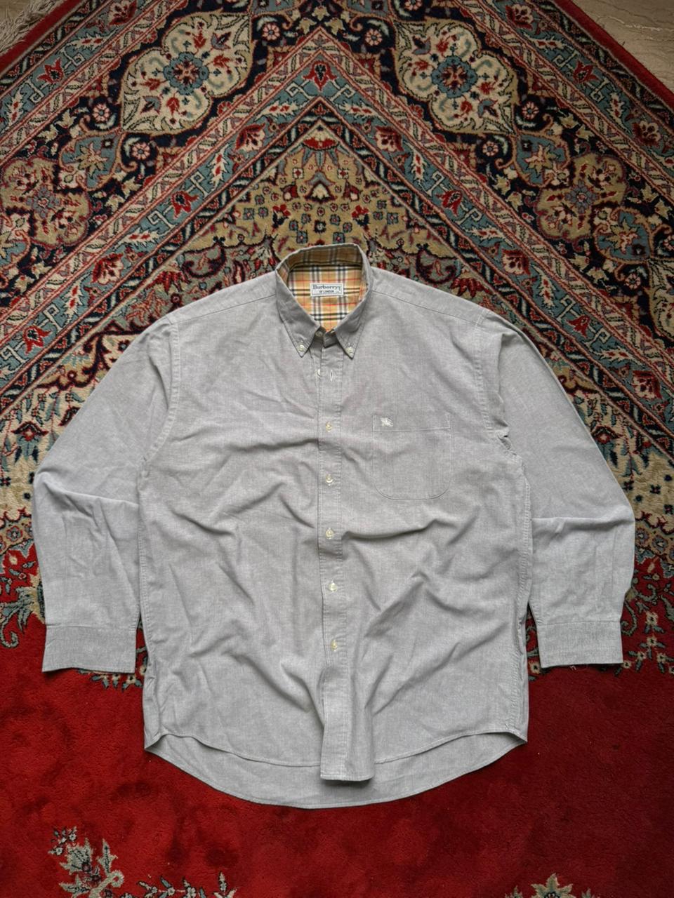 Vintage Burberrys of London Grey Oxford Button Down Shirt - XL