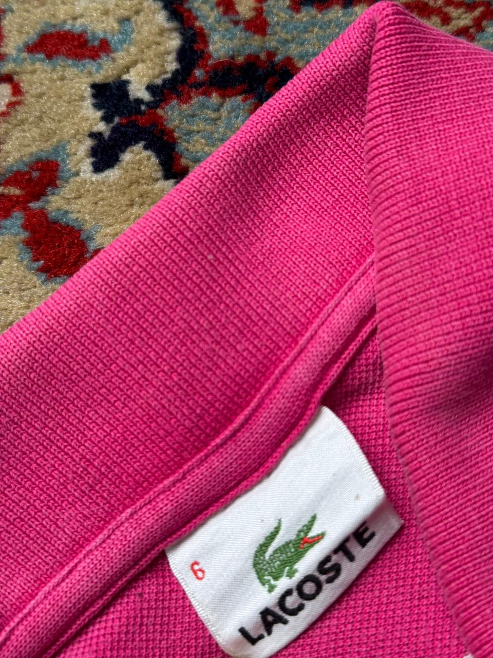 Lacoste Pink Purple Multi Stripe Classic POLO TEE - L