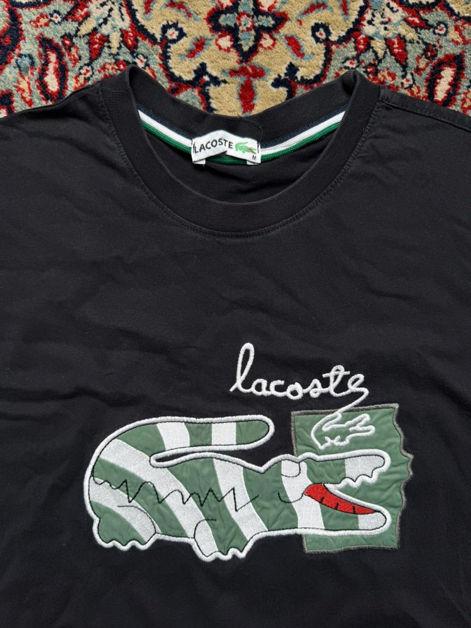 Lacoste Black Graphic Patch Big Croc Logo TEE - L