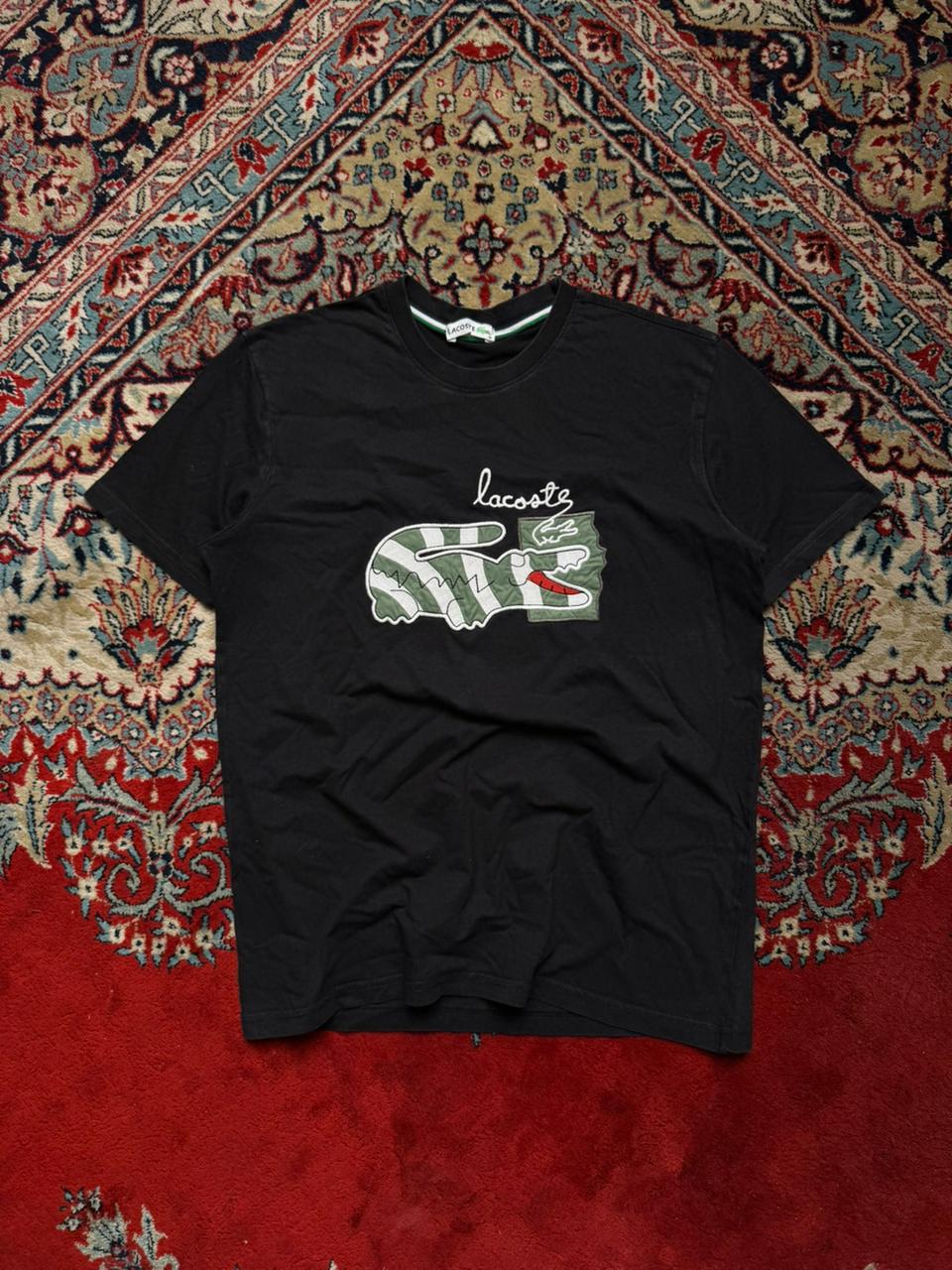 Lacoste Black Graphic Patch Big Croc Logo TEE - L