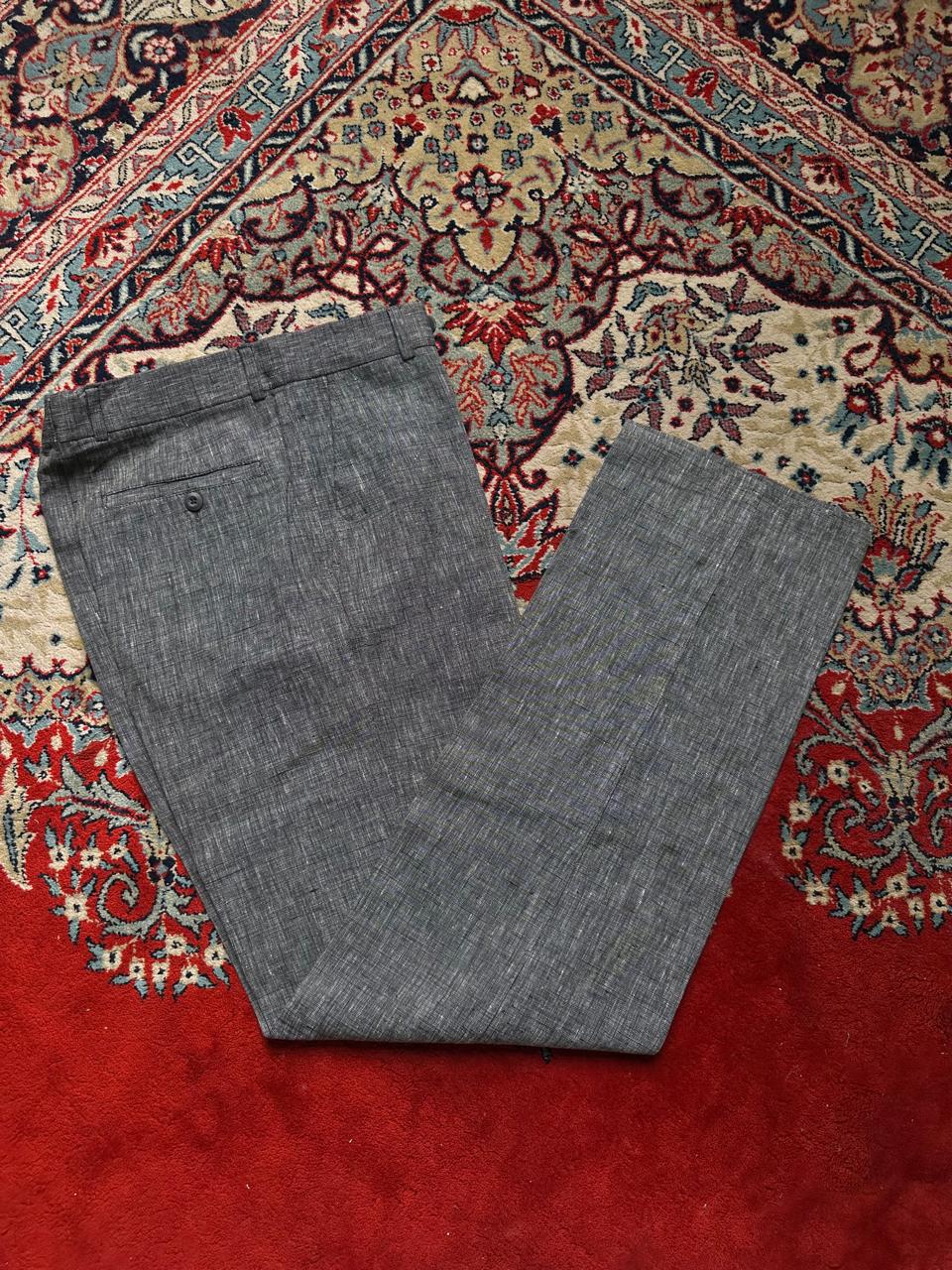 Dormen Grey Linen Blend STRAIGHT Fit Dress Pants - 28