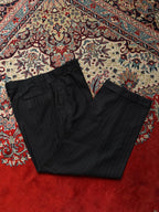 Caravelli Pleated Pinstripe STRAIGHT FIT Black Dress Pants - 38