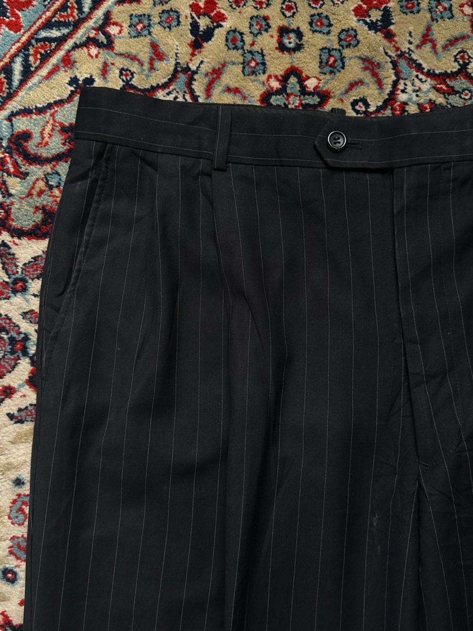 Caravelli Pleated Pinstripe STRAIGHT FIT Black Dress Pants - 38