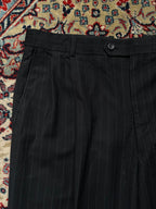 Caravelli Pleated Pinstripe STRAIGHT FIT Black Dress Pants - 38