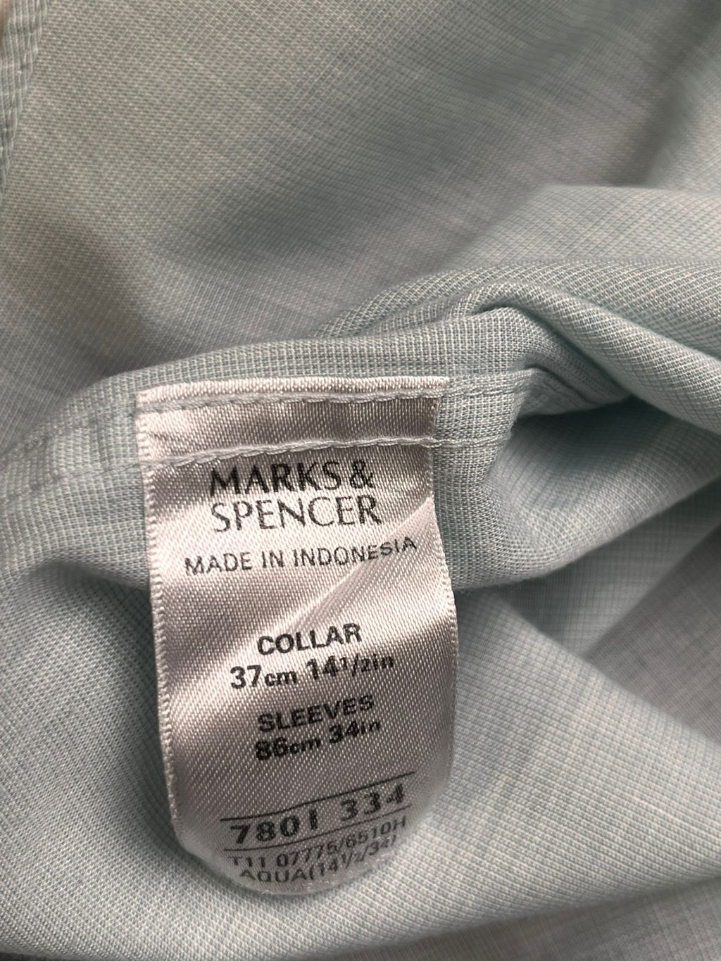 Marks & Spencer Luxury Aqua Blue Textured Non-Iron Button Down Shirt - S