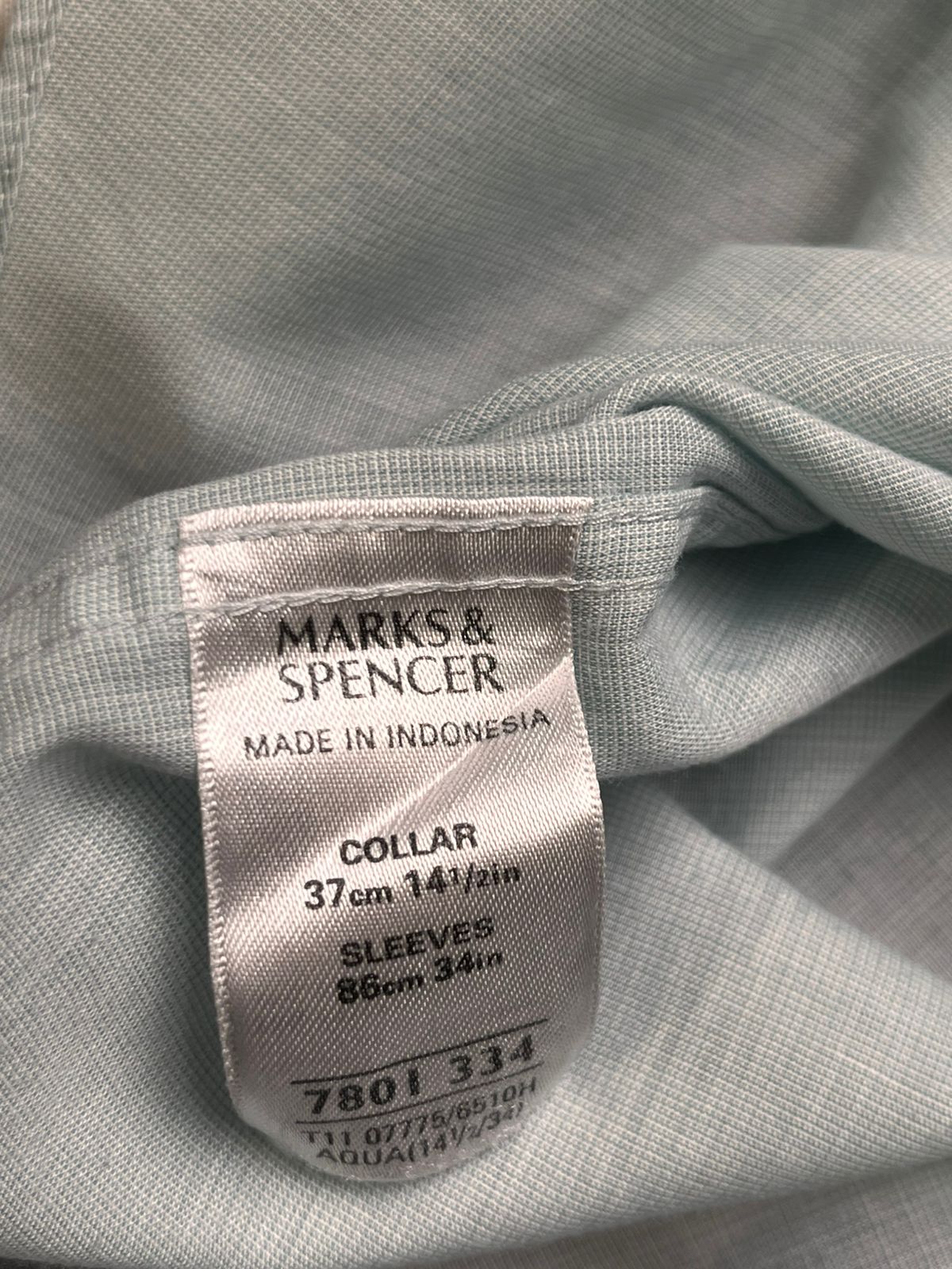 Marks & Spencer Luxury Aqua Blue Textured Non-Iron Button Down Shirt - S