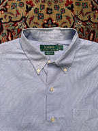 Lauren Ralph Lauren Blue Micro Stripe Cotton BUTTON DOWN SHIRT - XL