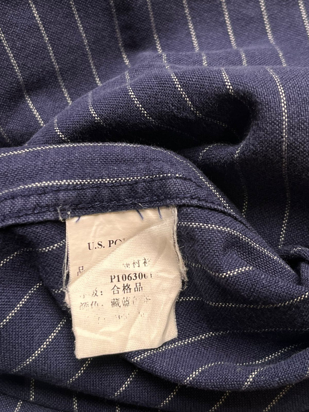 U.S. Polo Assn. Navy Blue Pinstripe Slim Fit BUTTON DOWN SHIRT - L