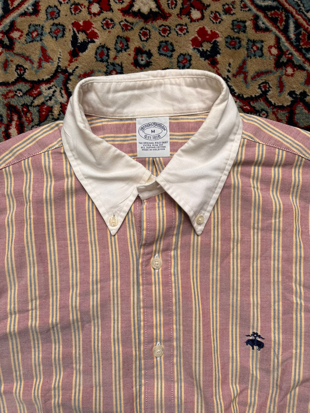 BROOKS BROTHERS SLIM FIT STRIPED BUTTON DOWN SHIRT - L