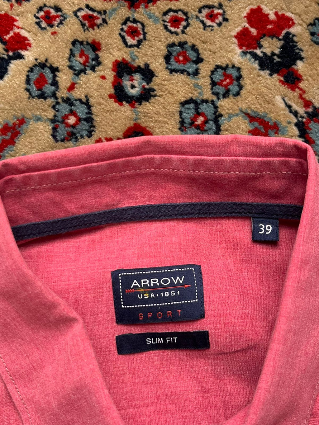 ARROW Sport Slim Fit Pink Cotton BUTTON DOWN SHIRT - L