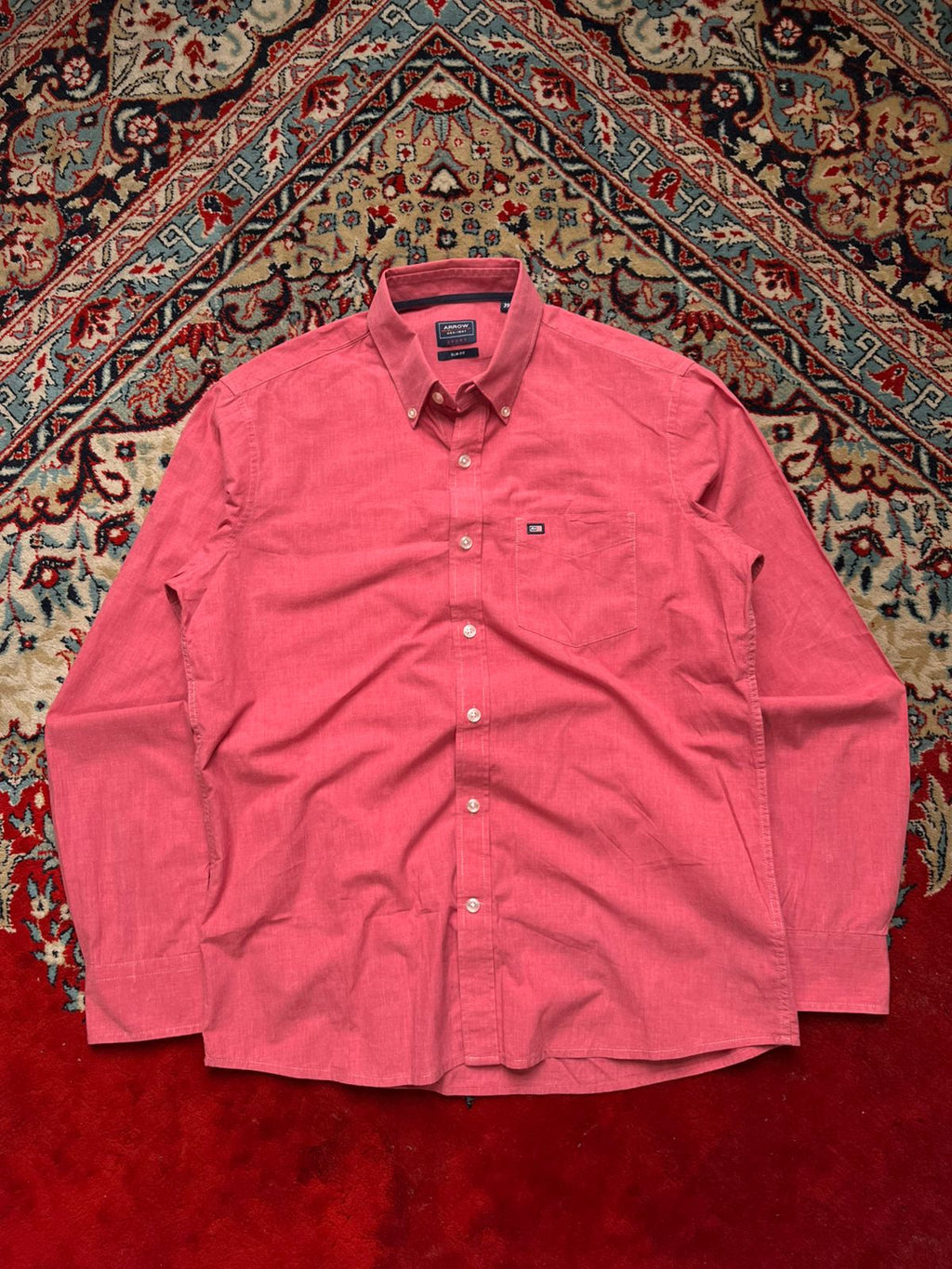 ARROW Sport Slim Fit Pink Cotton BUTTON DOWN SHIRT - L