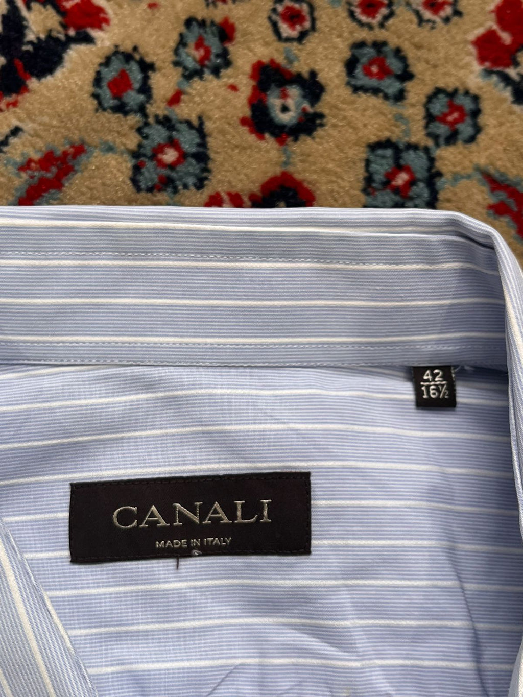 CANALI Blue White Striped BUTTON DOWN SHIRT - XL